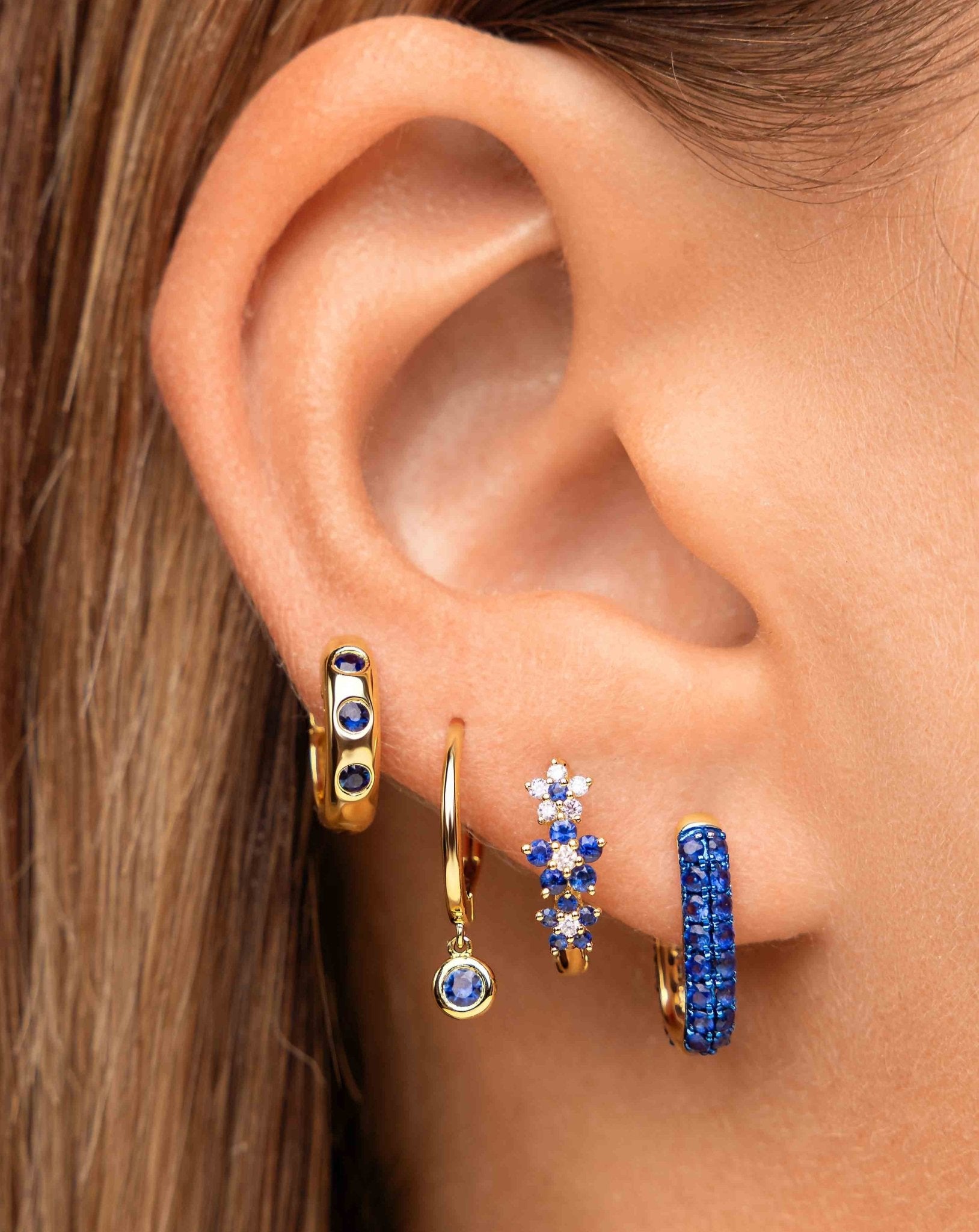 Multi Diamond and Gemstone Flower Huggies - Sparkle Society