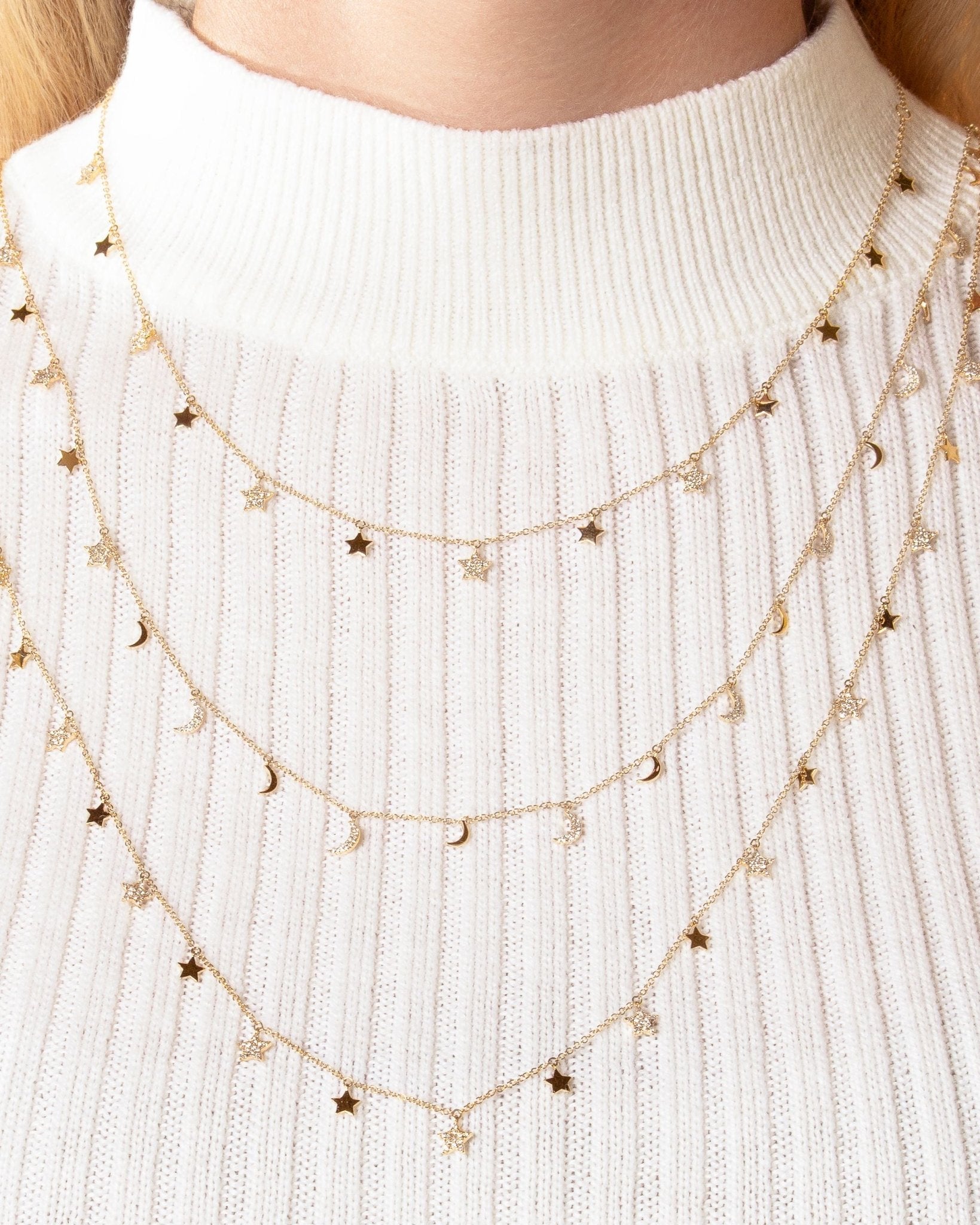 Multi Gold And Diamond Star Necklace - Sparkle Society