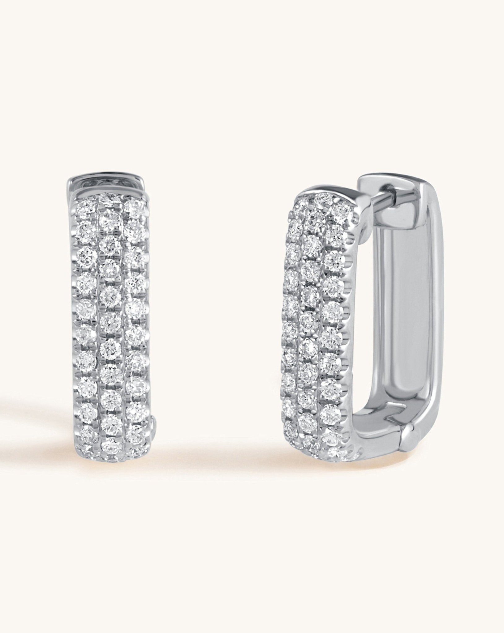 Pave Rectangular Huggie Earrings - Sparkle Society