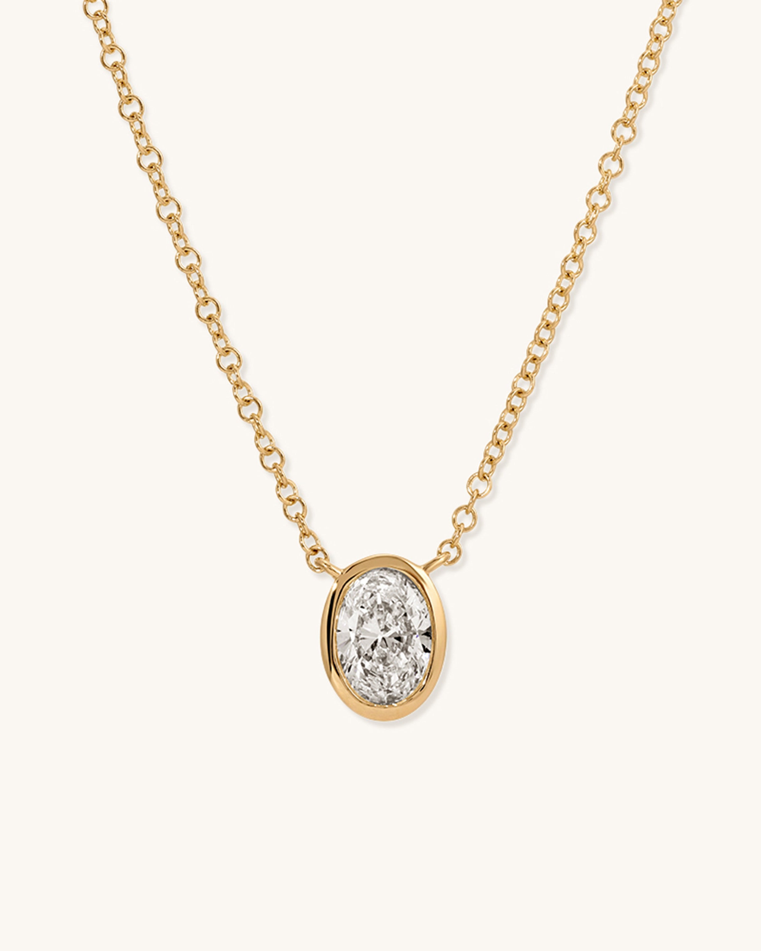 0.53ct Oval Diamond Bezel Solitaire Necklace - Sparkle Society