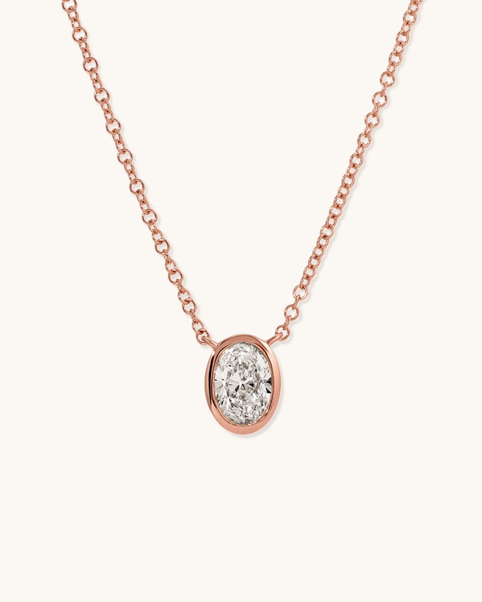0.53ct Oval Diamond Bezel Solitaire Necklace - Sparkle Society