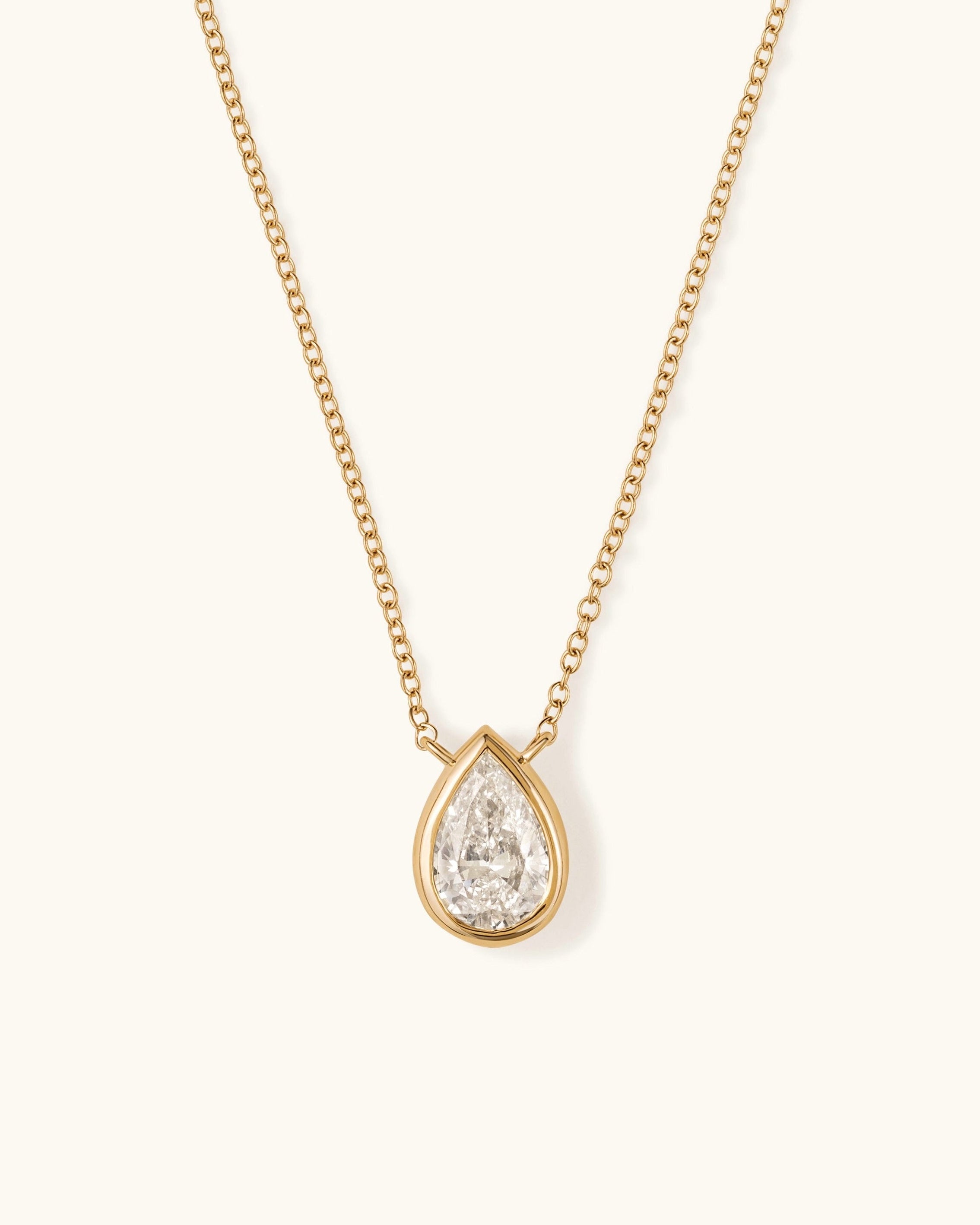1.01ct Pear Diamond Bezel Solitaire Necklace - Sparkle Society