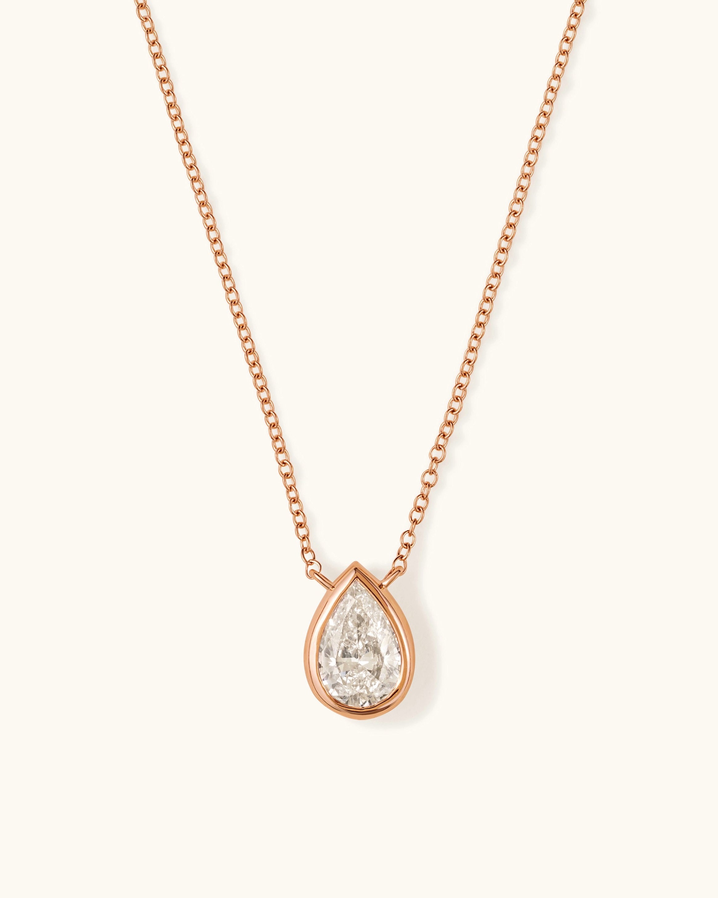 1.01ct Pear Diamond Bezel Solitaire Necklace - Sparkle Society