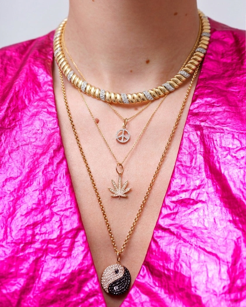 1.77CT Diamond and Gold Ribbed Necklace - Sparkle Society