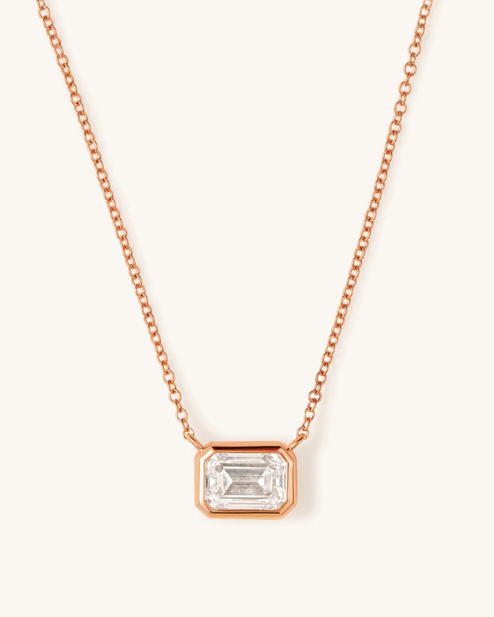 1.02ct Emerald Diamond Bezel Solitaire Necklace - Sparkle Society