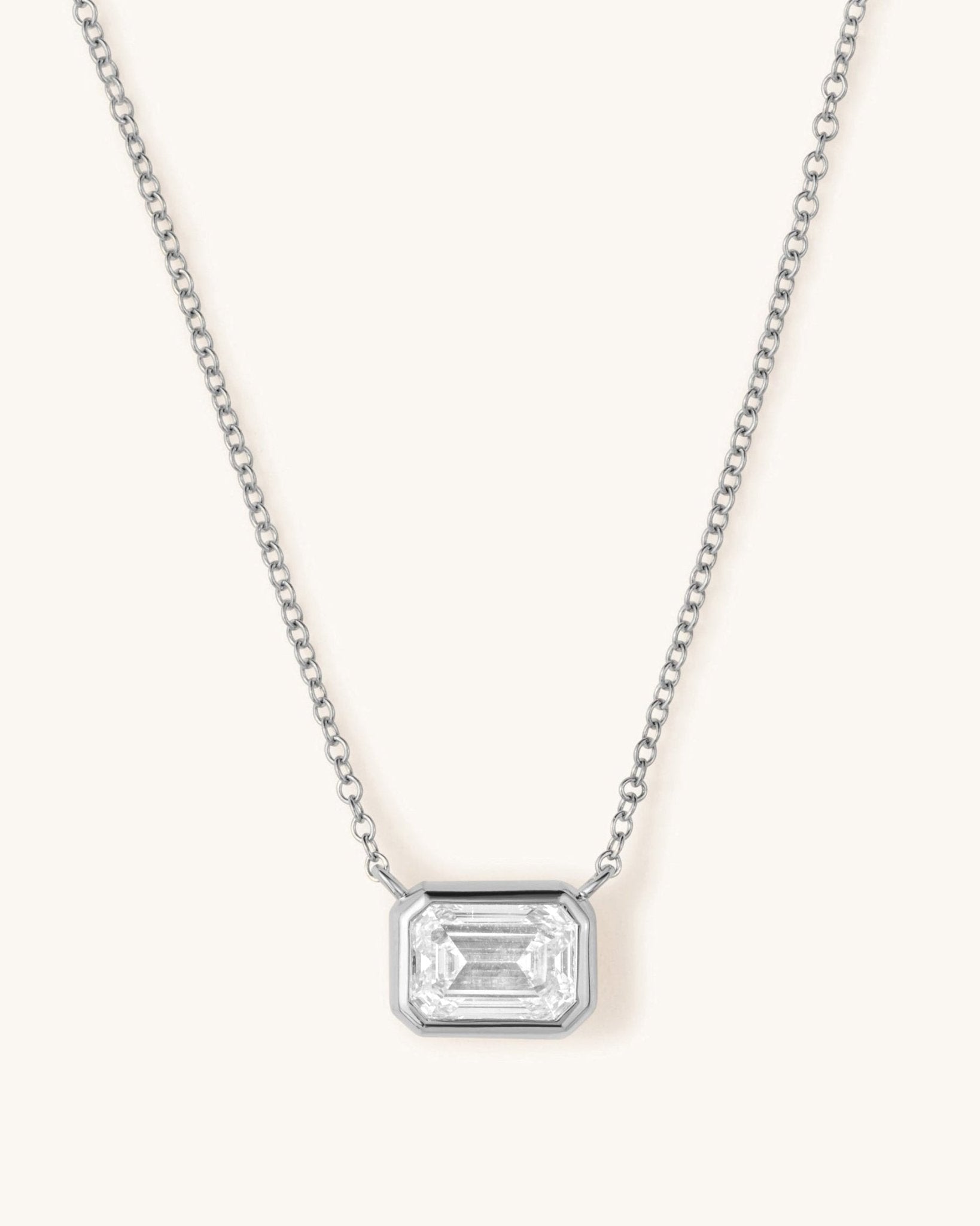 1.02ct Emerald Diamond Bezel Solitaire Necklace - Sparkle Society