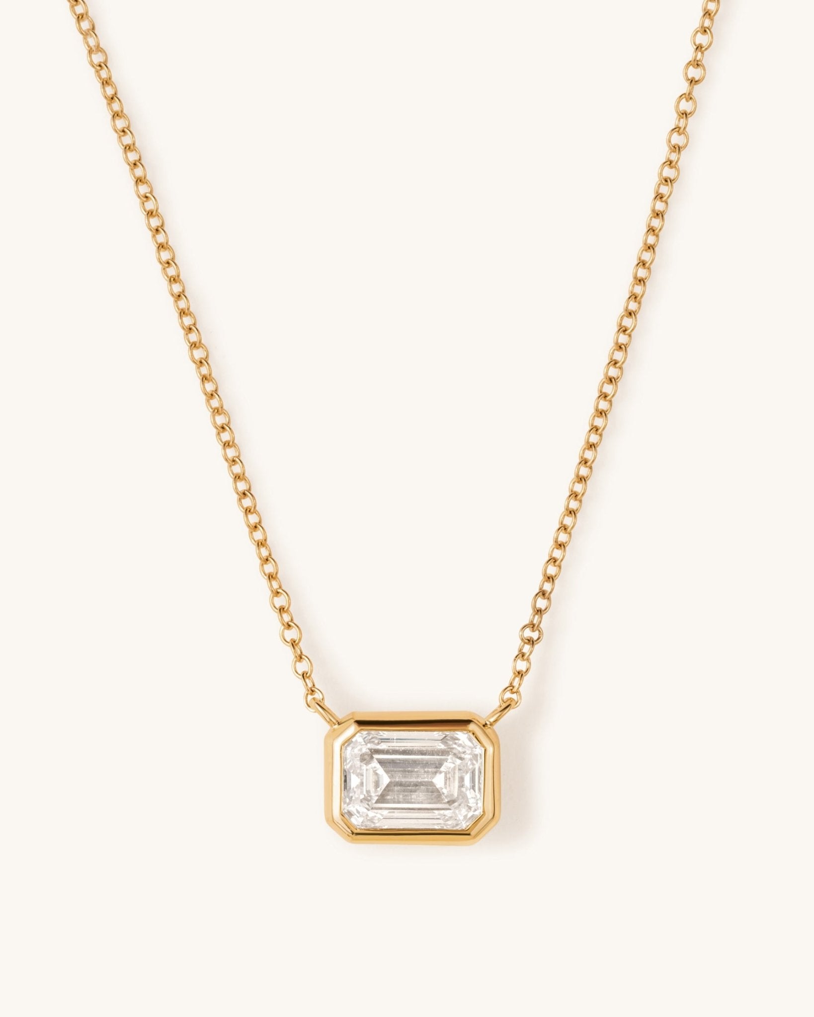 1.02ct Emerald Diamond Bezel Solitaire Necklace - Sparkle Society