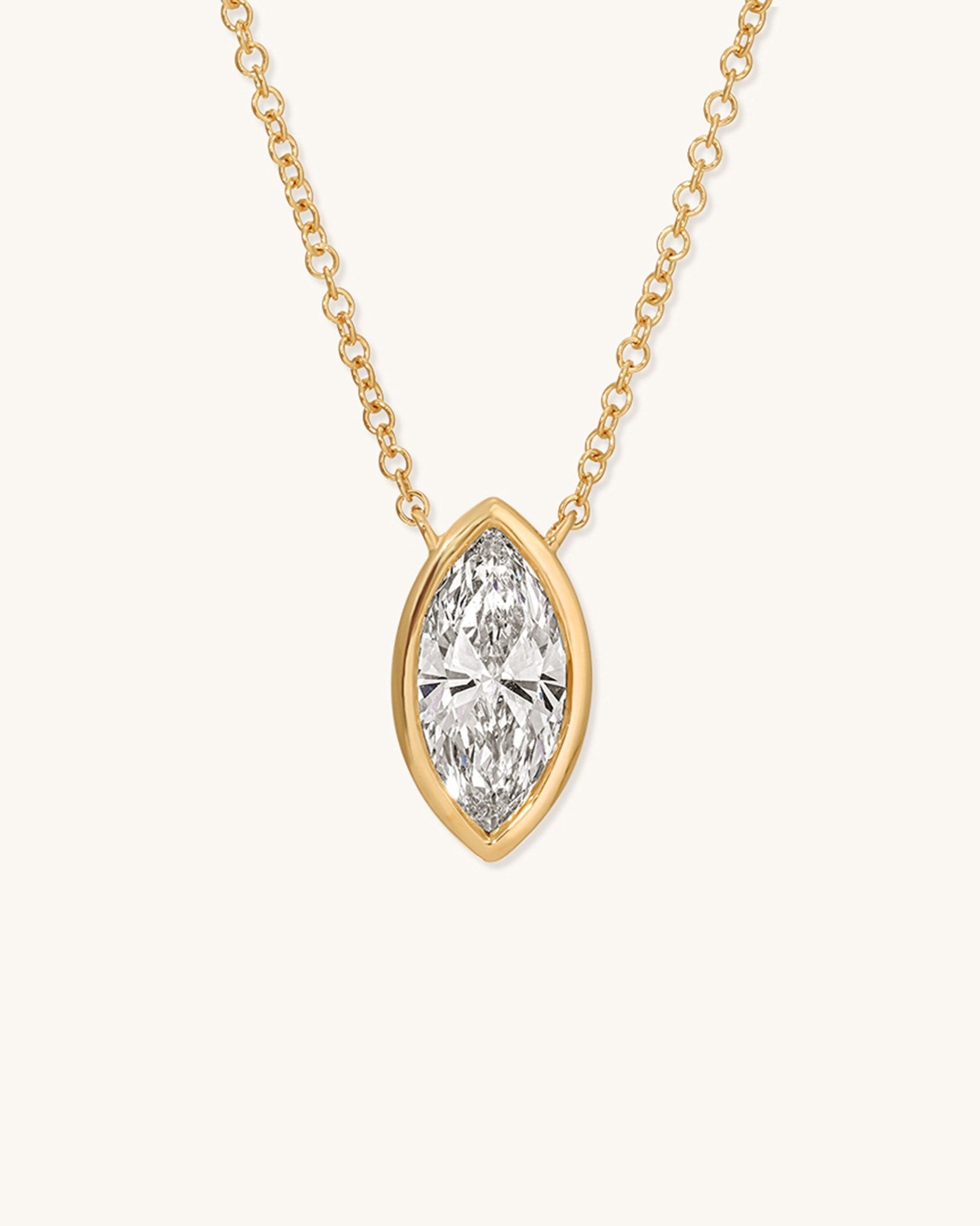 1.03ct Marquise Diamond Bezel Solitaire Necklace - Sparkle Society