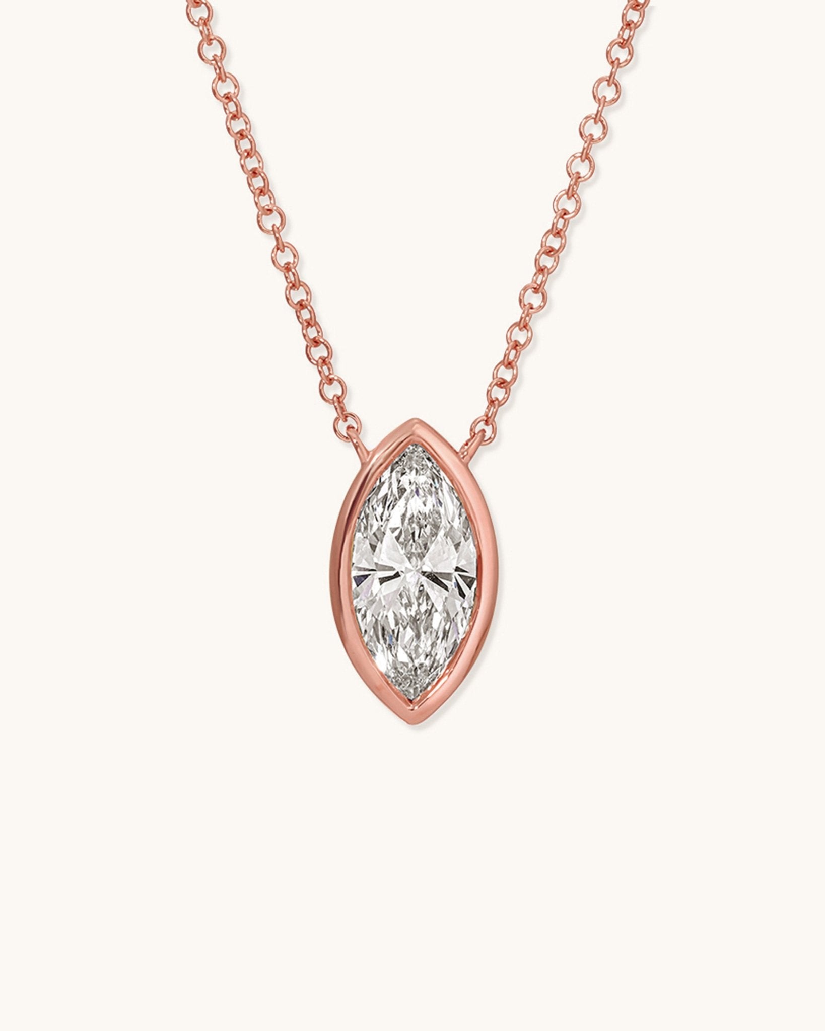 1.03ct Marquise Diamond Bezel Solitaire Necklace - Sparkle Society