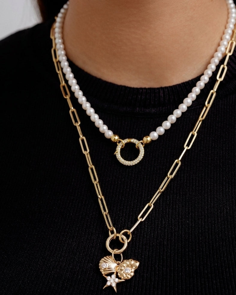 12mm Diamond Connector Mother Of Pearl Split Chain - Sparkle Society