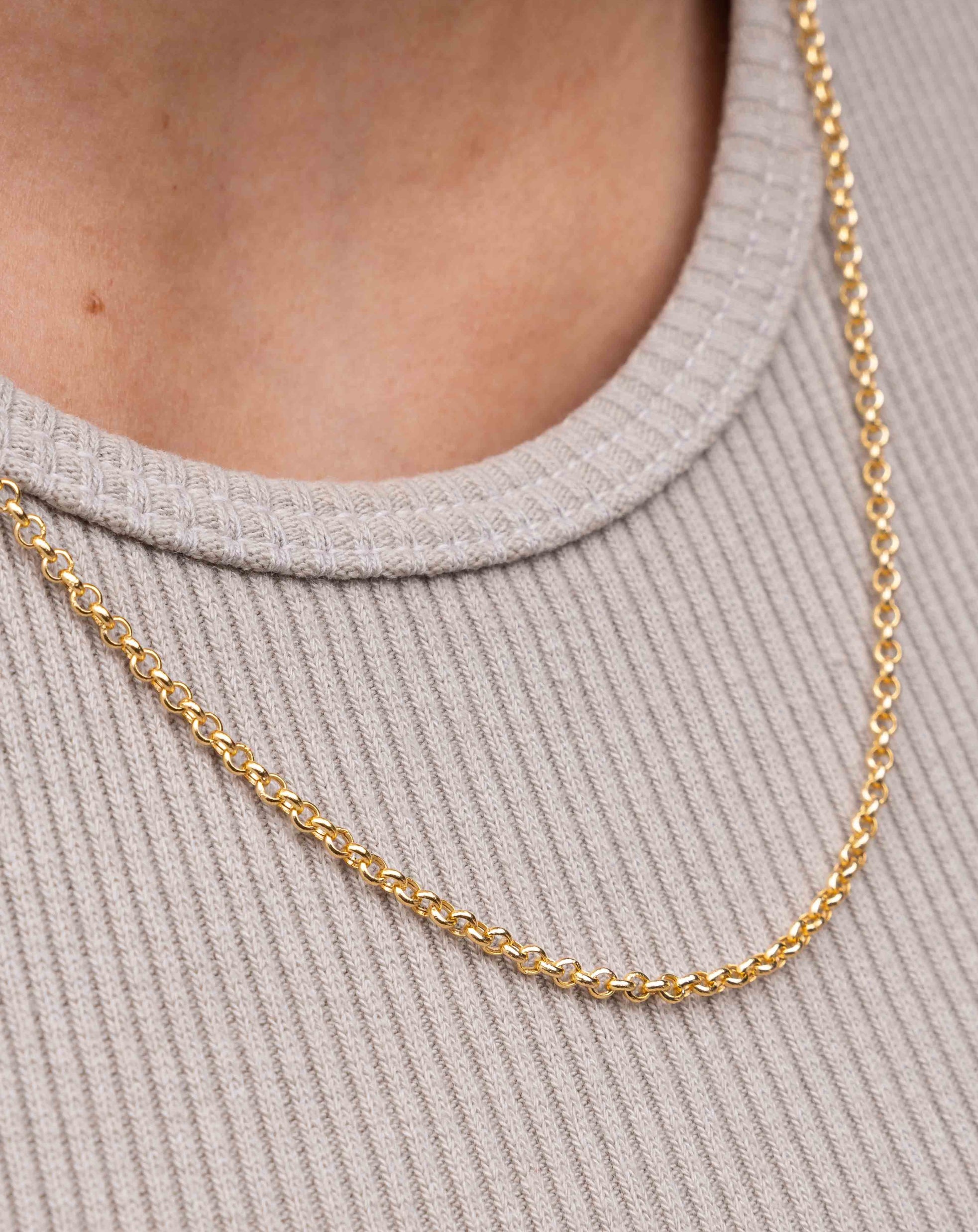 2.5mm Solid Gold Rolo Chain Necklace - Sparkle Society