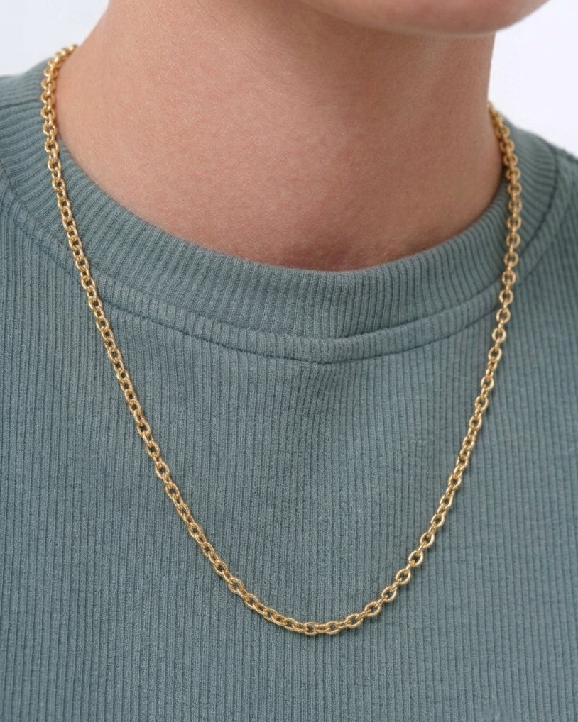 3.0mm Solid Gold Cable Chain - Sparkle Society
