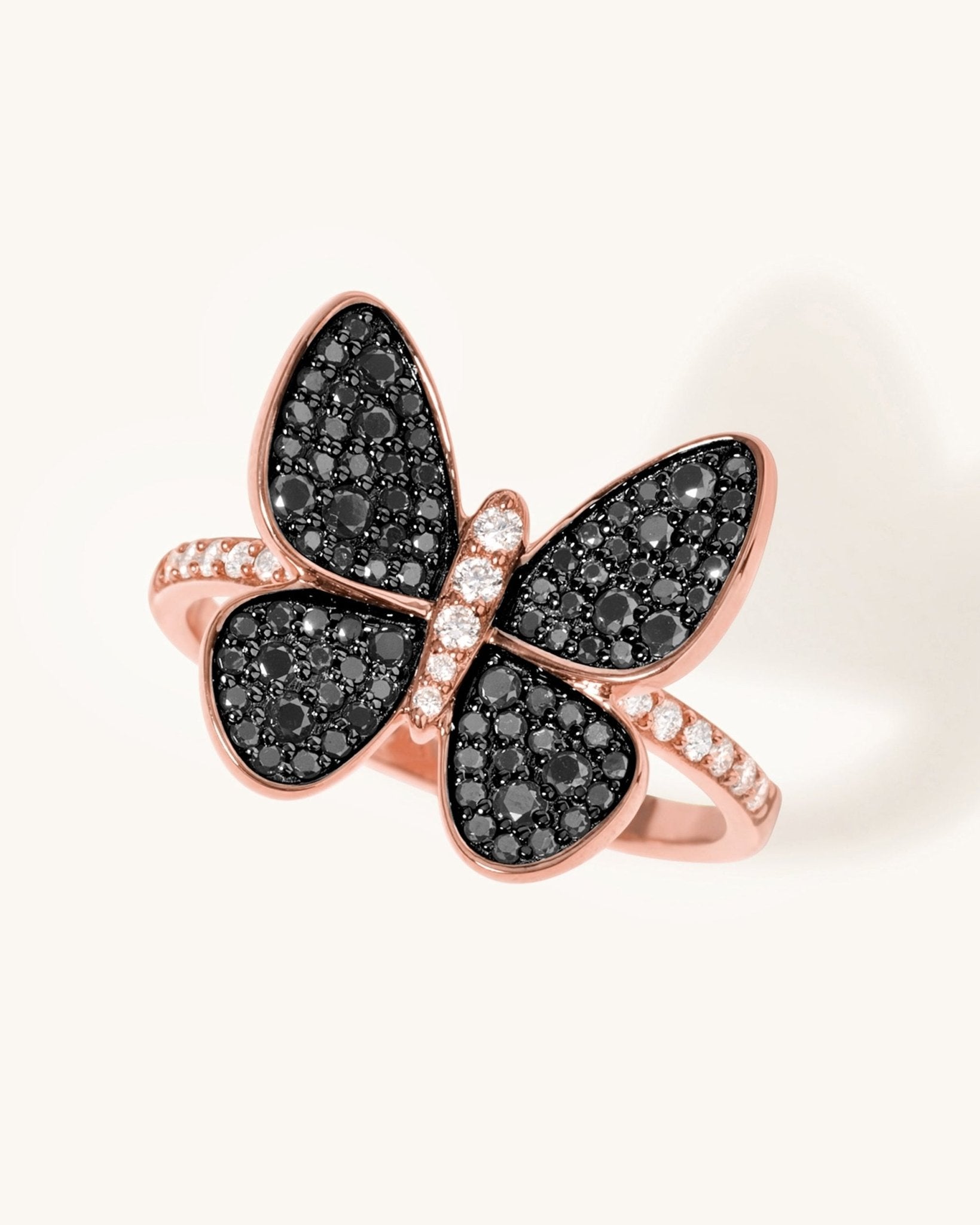 Black Diamond Butterfly Ring - Sparkle Society