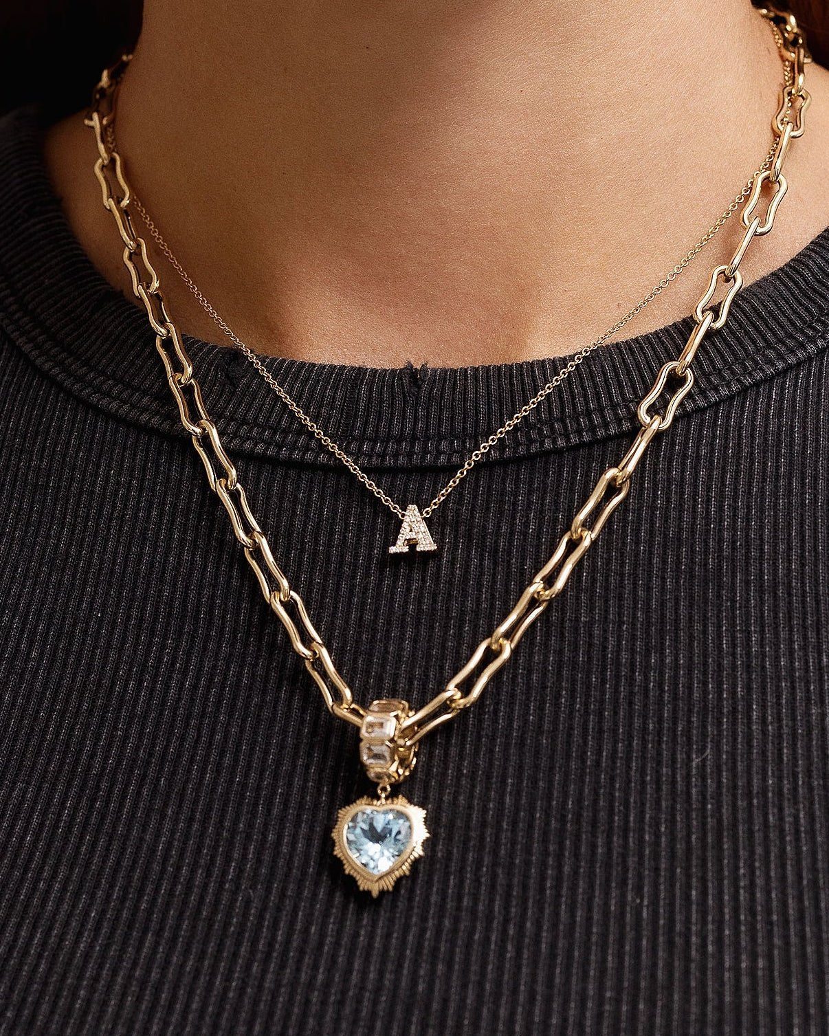 Blue Topaz Gold Radiant Heart Shape Charm - Sparkle Society