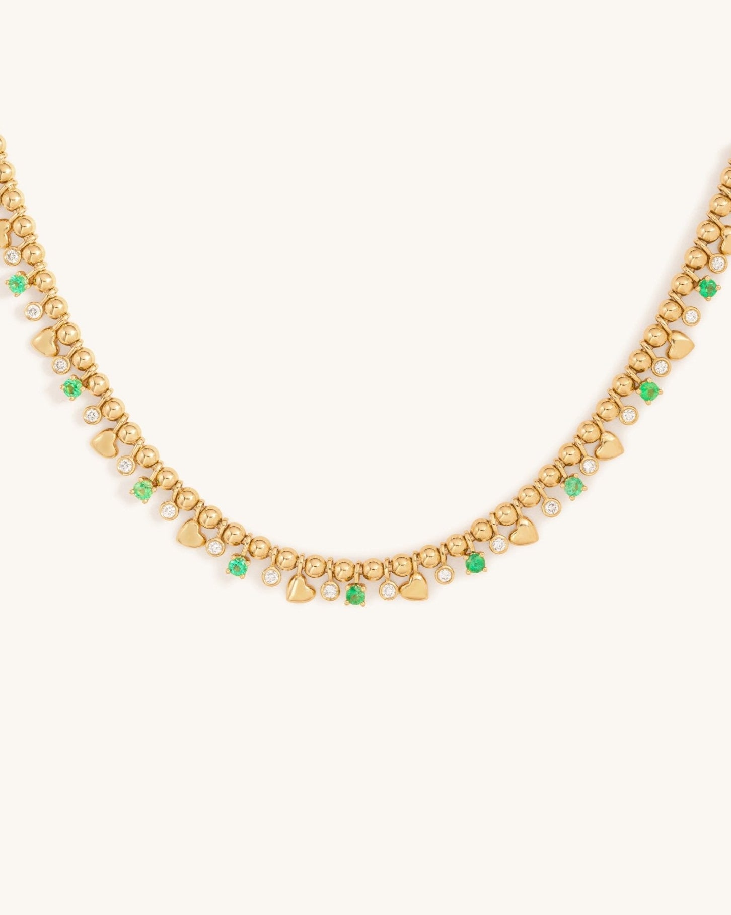 Dangling Gemstone Prongs and Gold Hearts Necklace - Sparkle Society