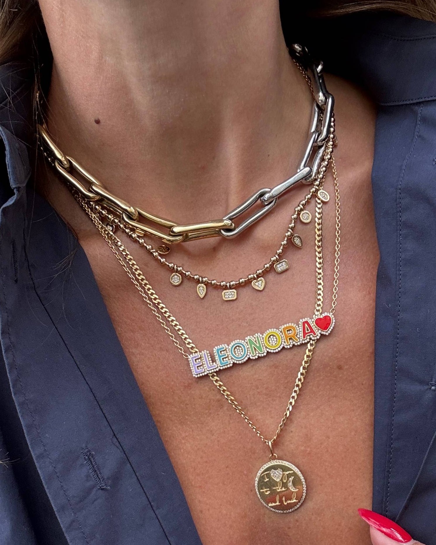 Dangling Multi Diamond Shape Necklace - Sparkle Society