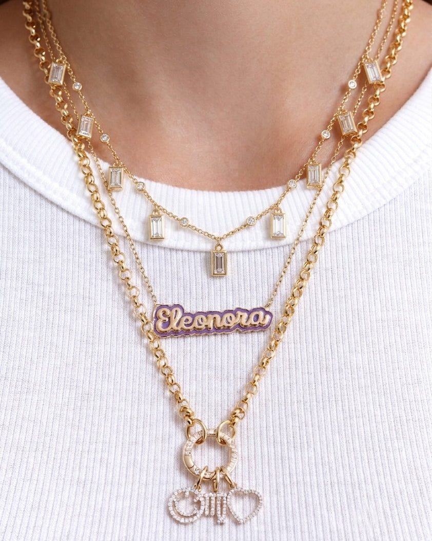 Dangling Multi Emerald Diamond Bezel Necklace - Sparkle Society