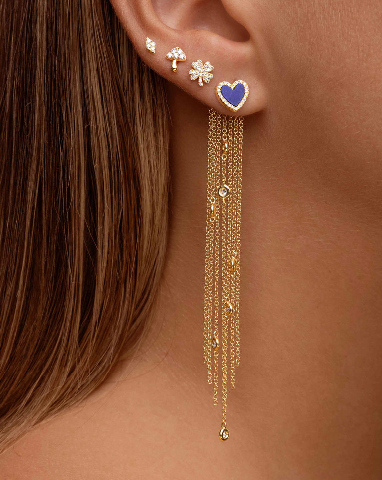 Diamond Bezel Chain Fringe Earring Jacket - Sparkle Society