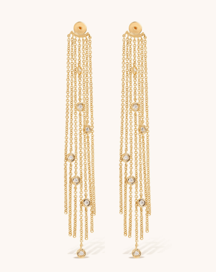 Diamond Bezel Chain Fringe Earring Jacket - Sparkle Society