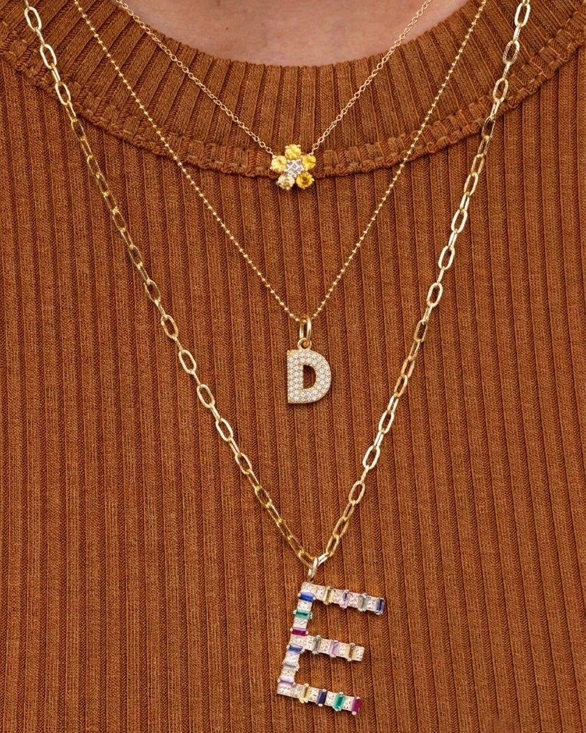 Diamond Bubble Font Initial Charm - Sparkle Society
