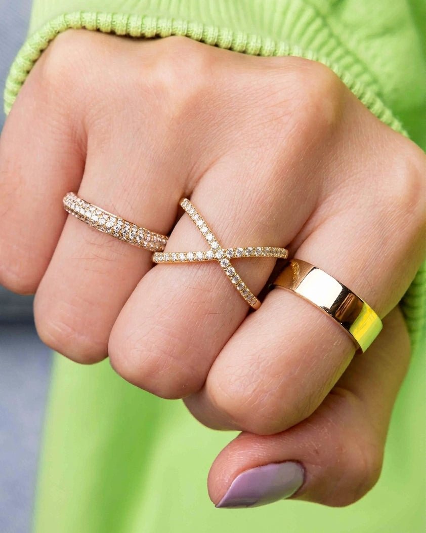 Diamond Crossover Ring - Sparkle Society