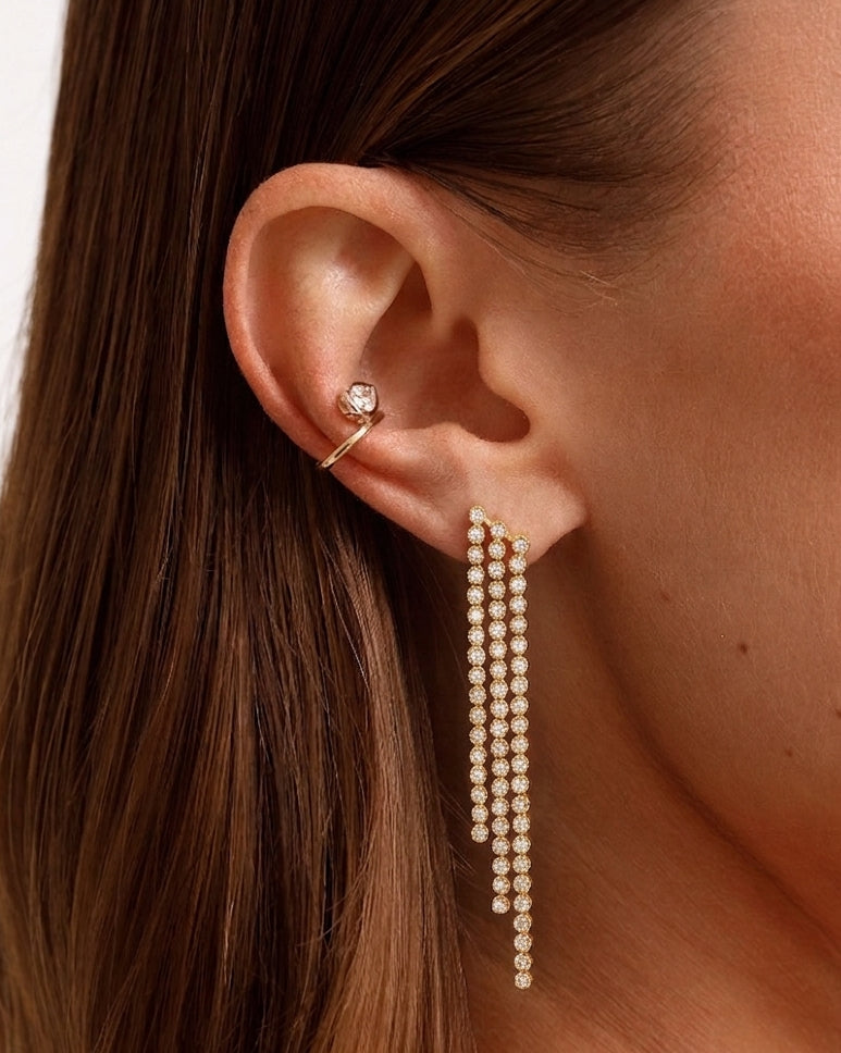 Diamond Crown Prong Drop Earrings - Sparkle Society