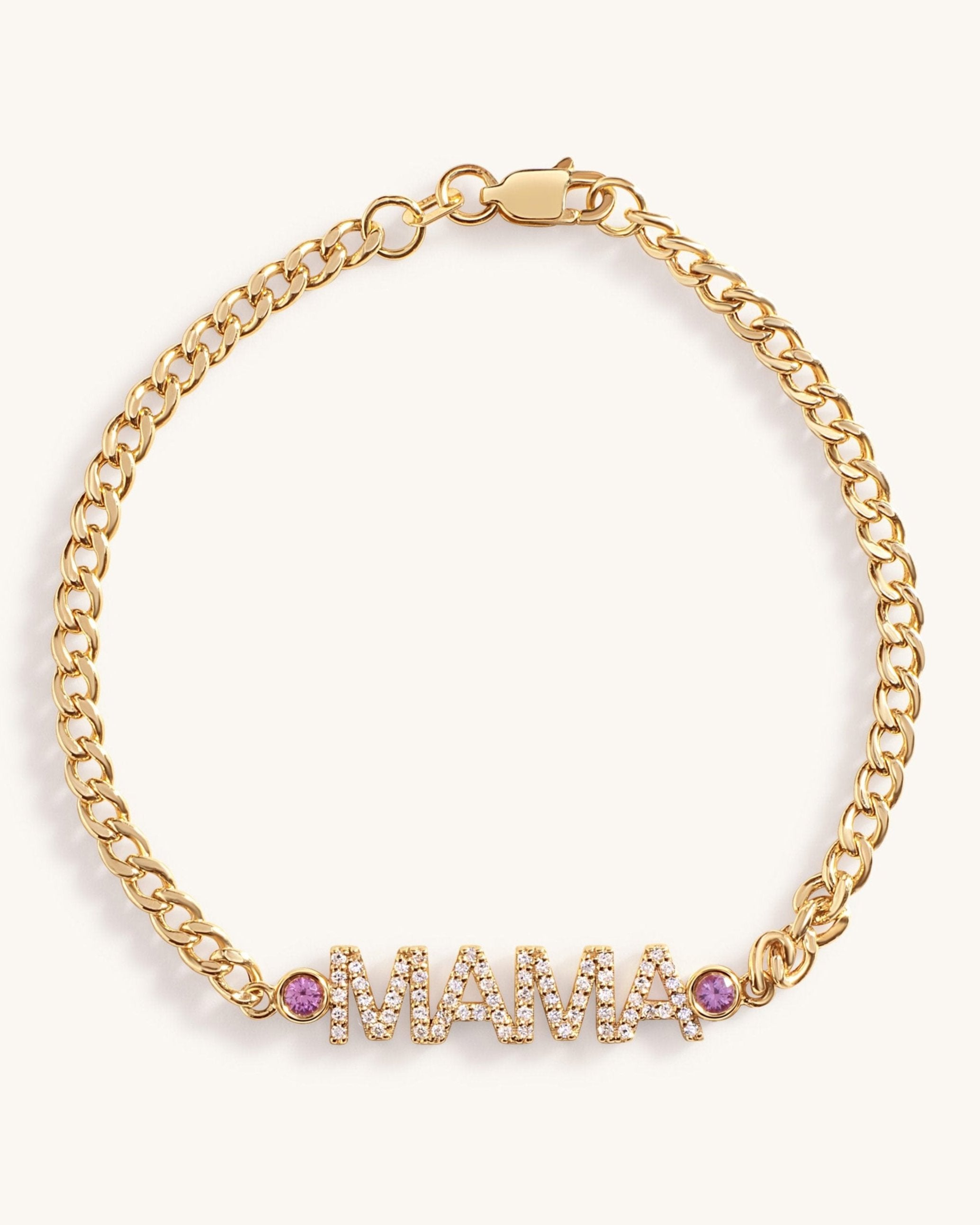 Diamond Custom Name with Bezels On Curb Chain Bracelet - Sparkle Society