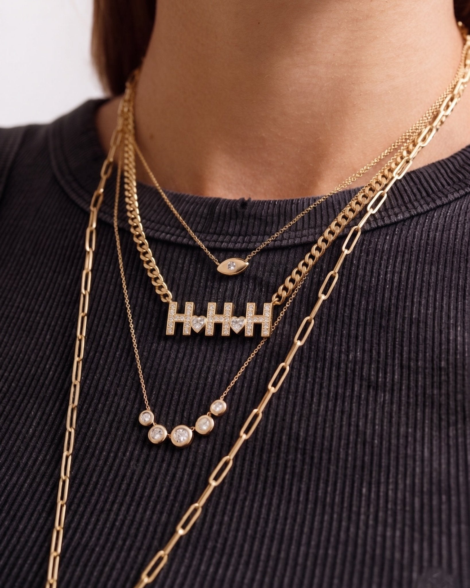 Diamond Custom with Fancy Shape Heart Curb Chain Necklace - Sparkle Society