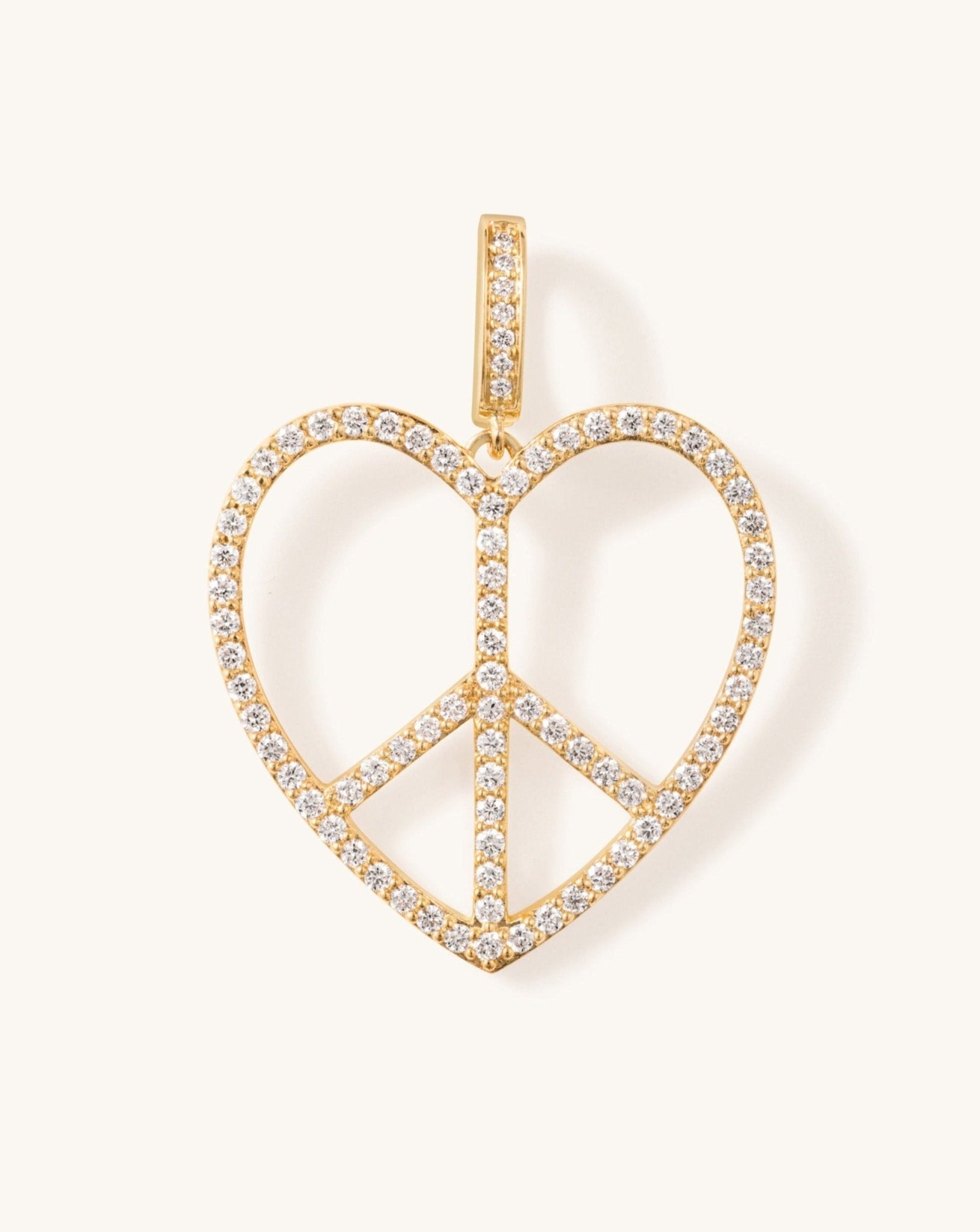 Diamond Cutout Heart Peace Necklace Charm - Sparkle Society
