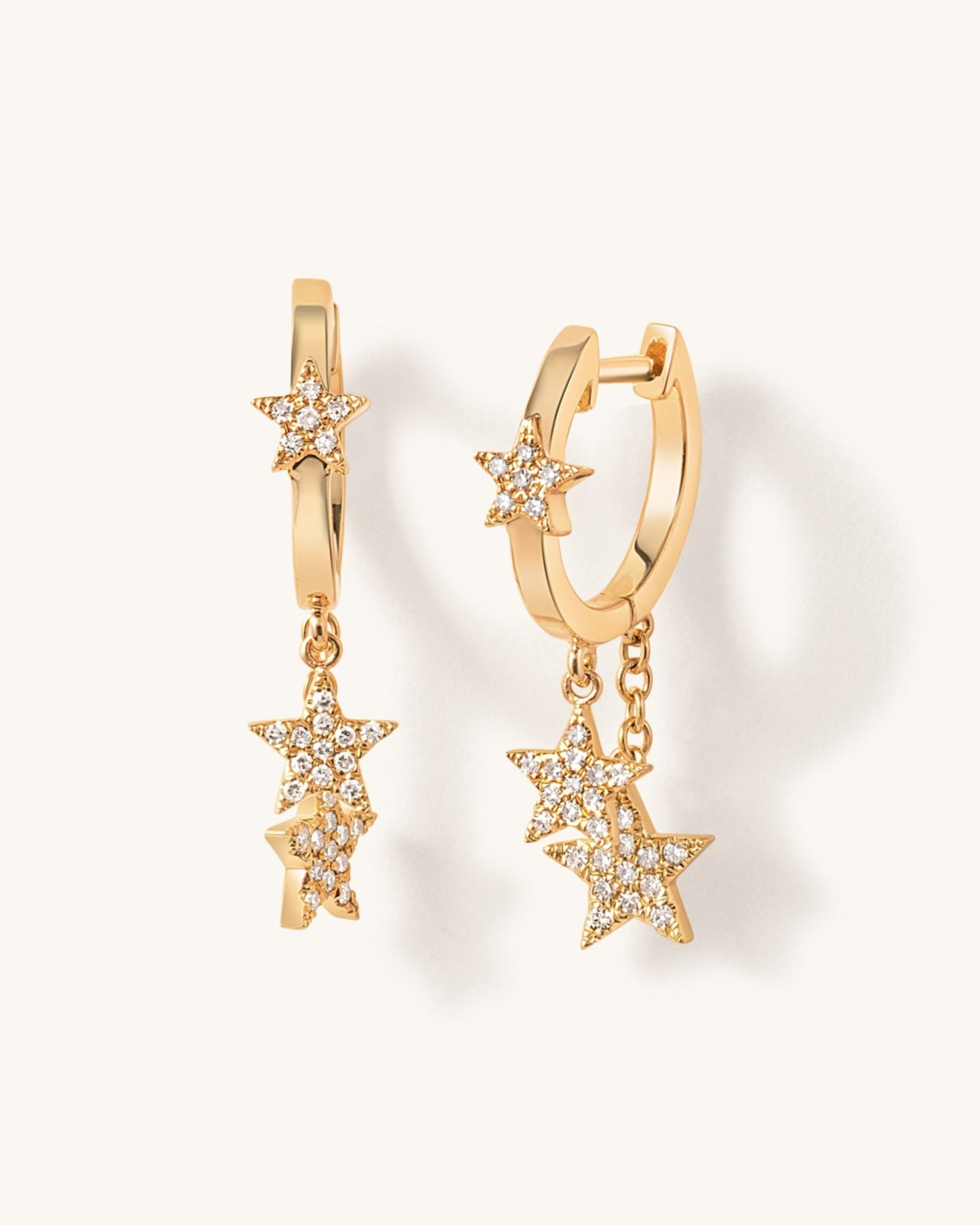 Diamond Dangling Stars Huggies - Sparkle Society