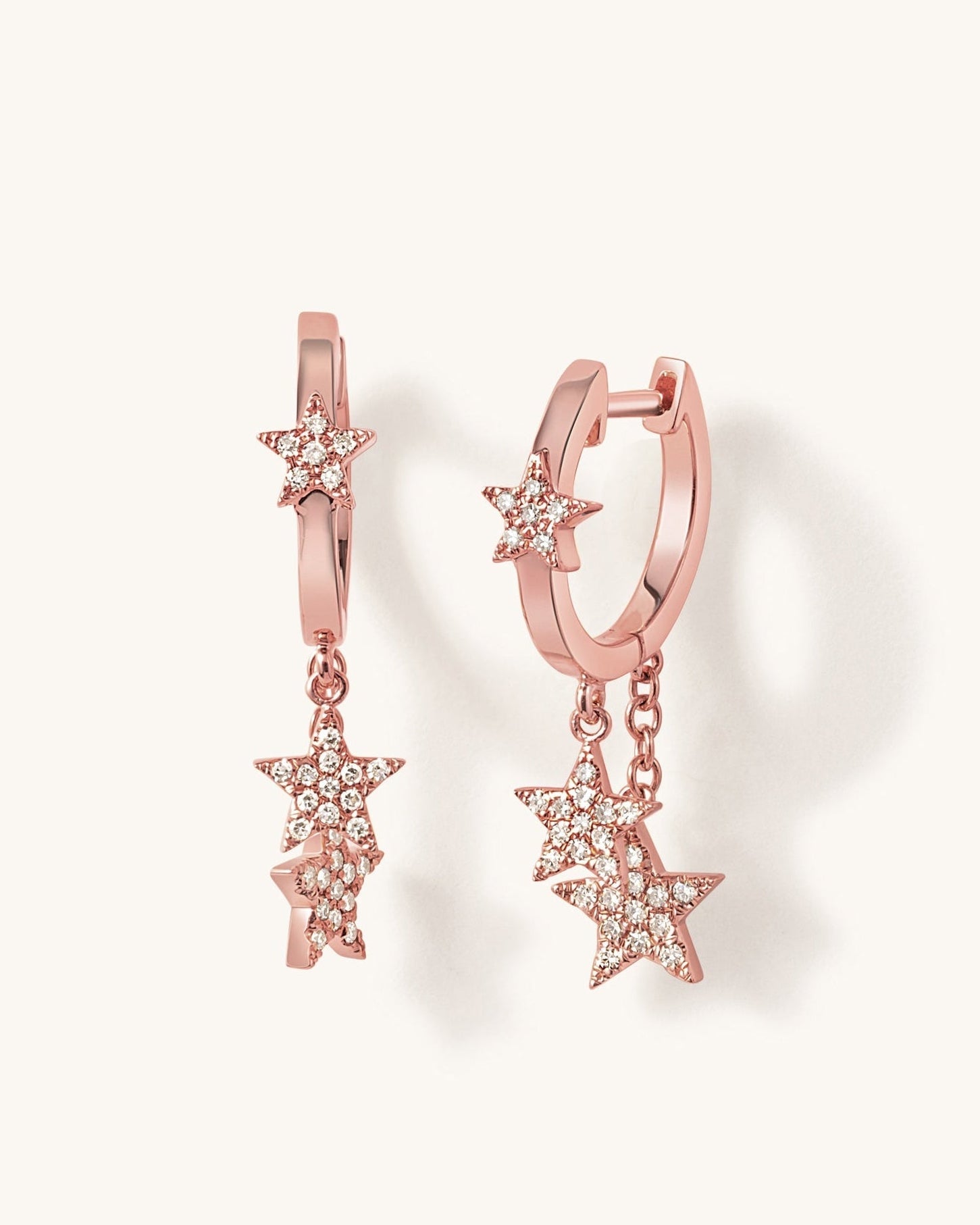 Diamond Dangling Stars Huggies - Sparkle Society