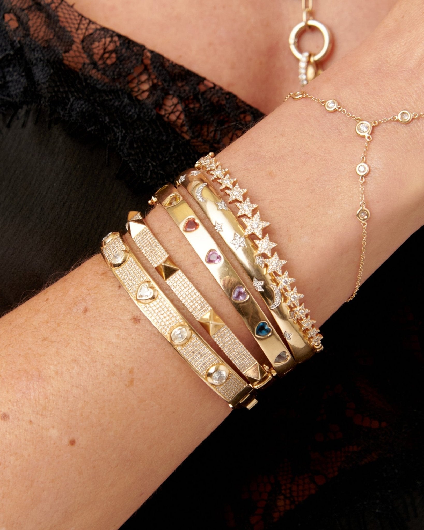 Diamond Graduated Star Bangle - Sparkle Society