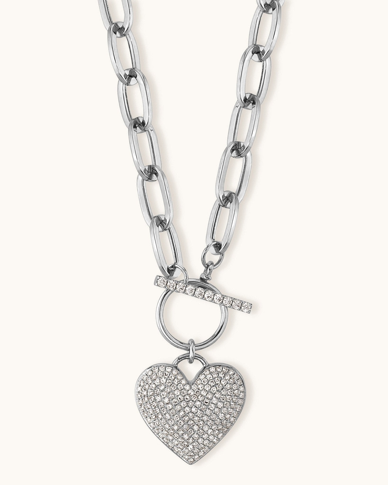 Diamond Heart Paperclip Necklace - Sparkle Society