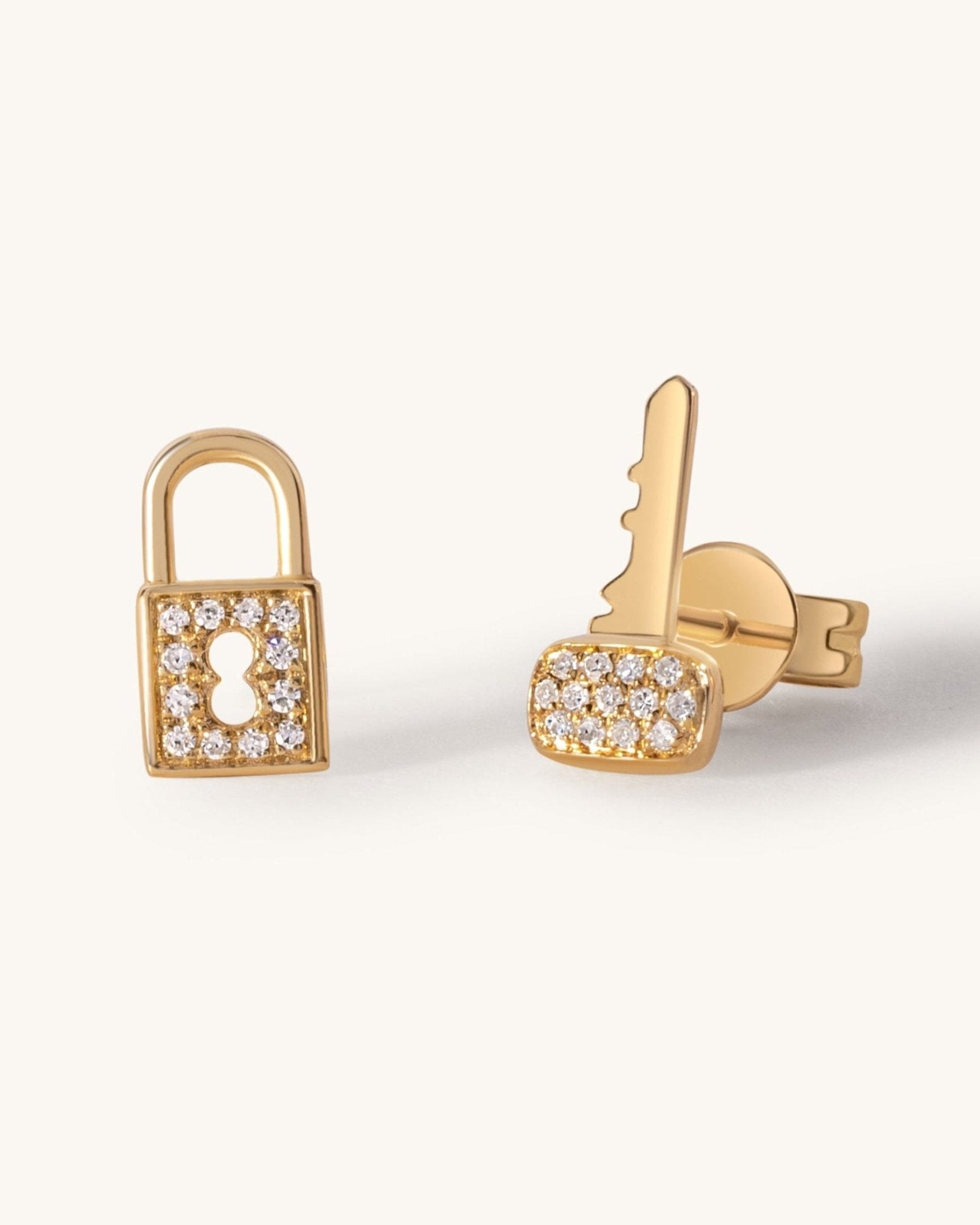 Diamond Lock & Key Studs - Sparkle Society