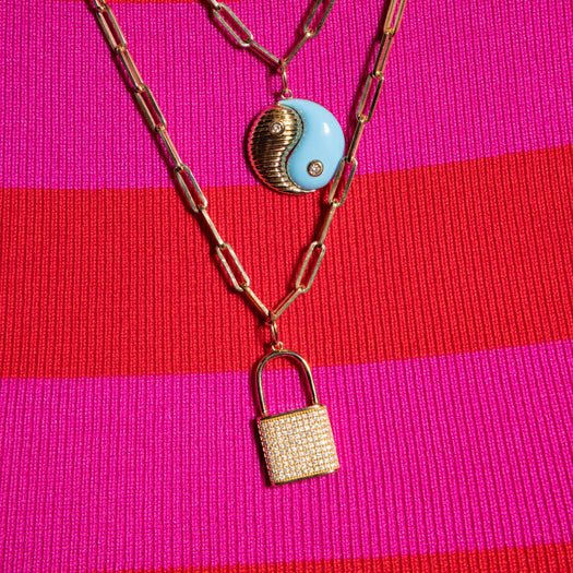 Sparkle Society Diamond Lock Necklace Charm