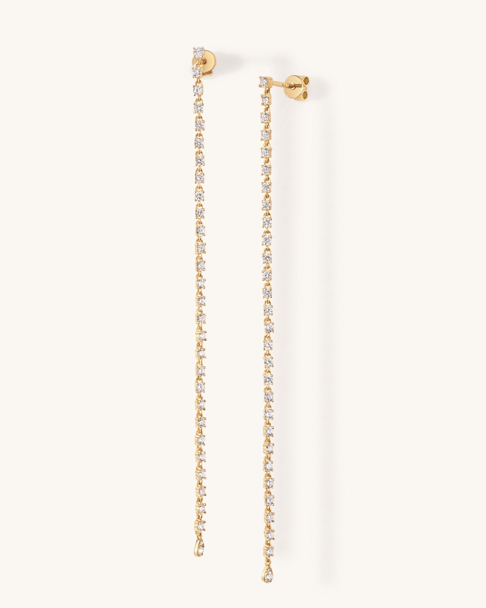 Diamond Long Drop Studs - Sparkle Society