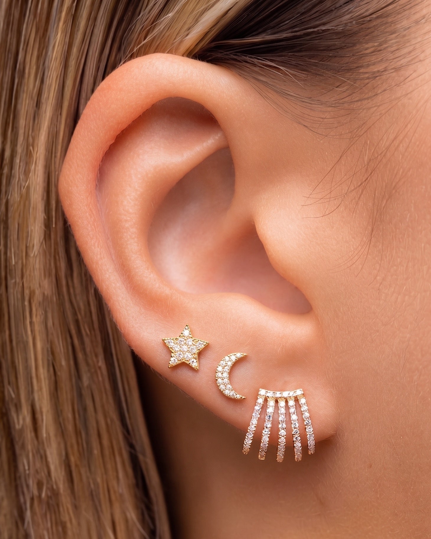 Diamond Moon and Star Studs - Sparkle Society