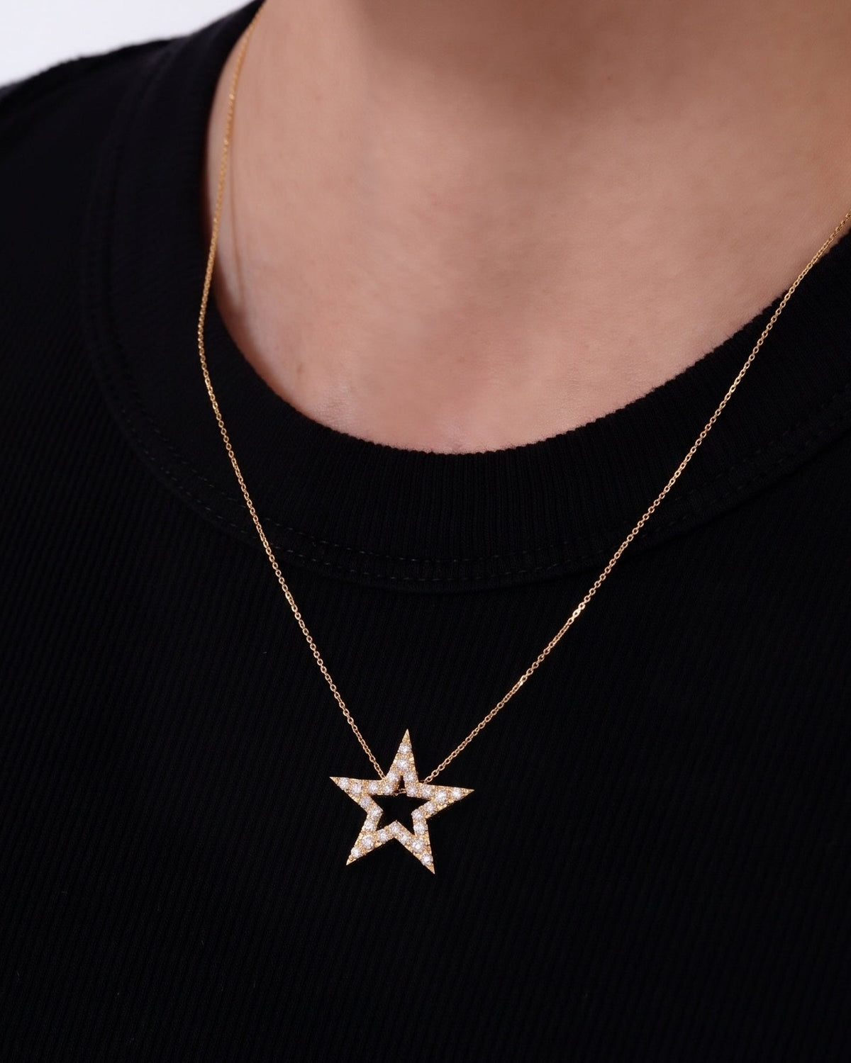 Diamond Open Star Necklace Charm - Sparkle Society