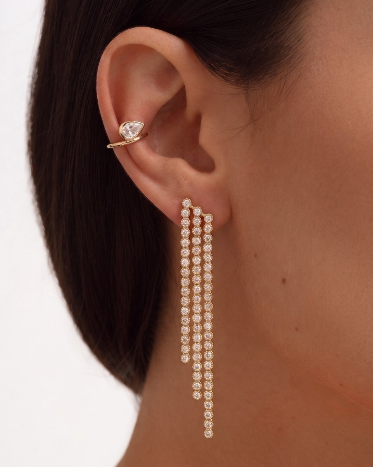 Diamond Prong Tennis Cascade Drop Earrings - Sparkle Society