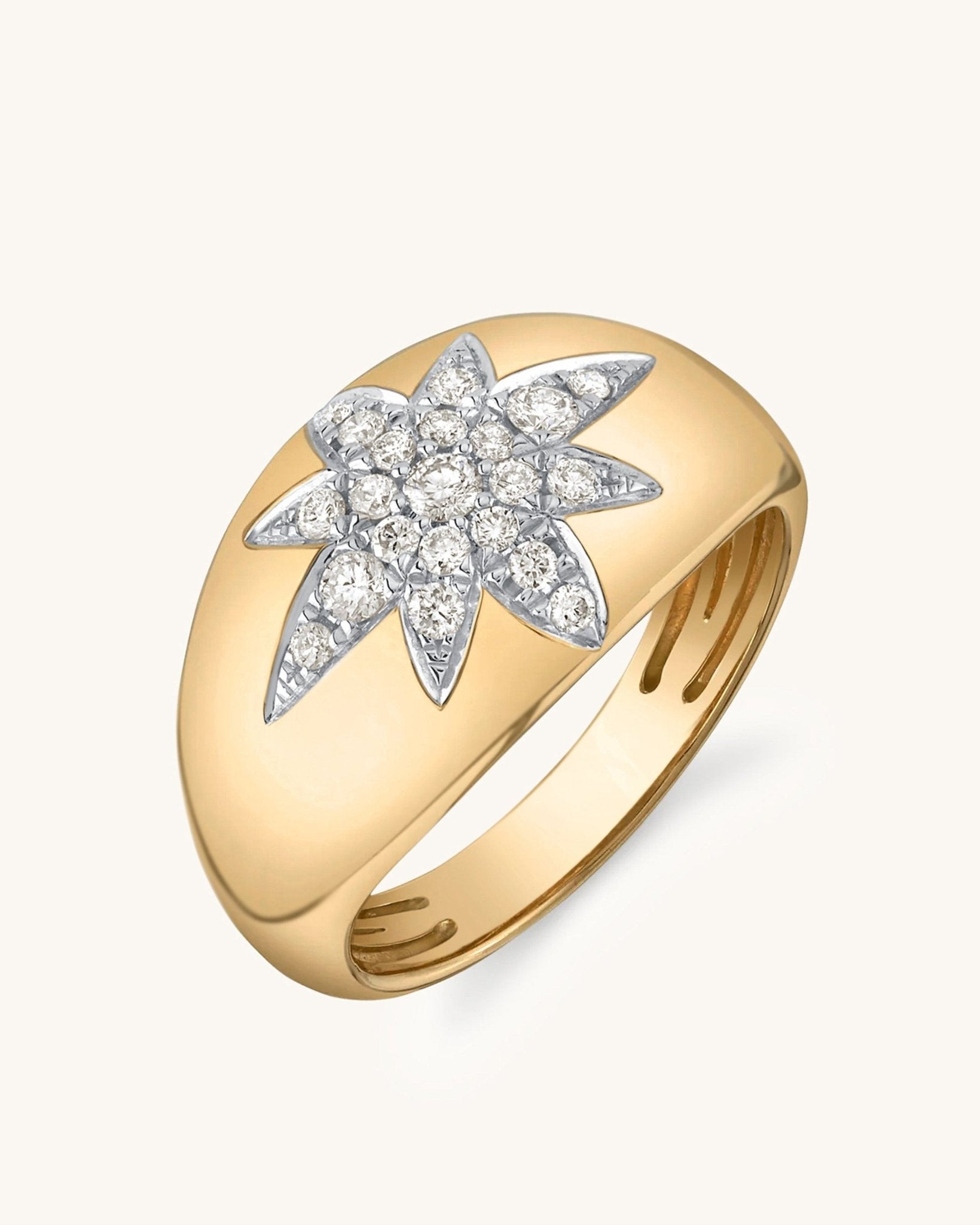 Diamond Shooting Star Gold Dome Ring - Sparkle Society