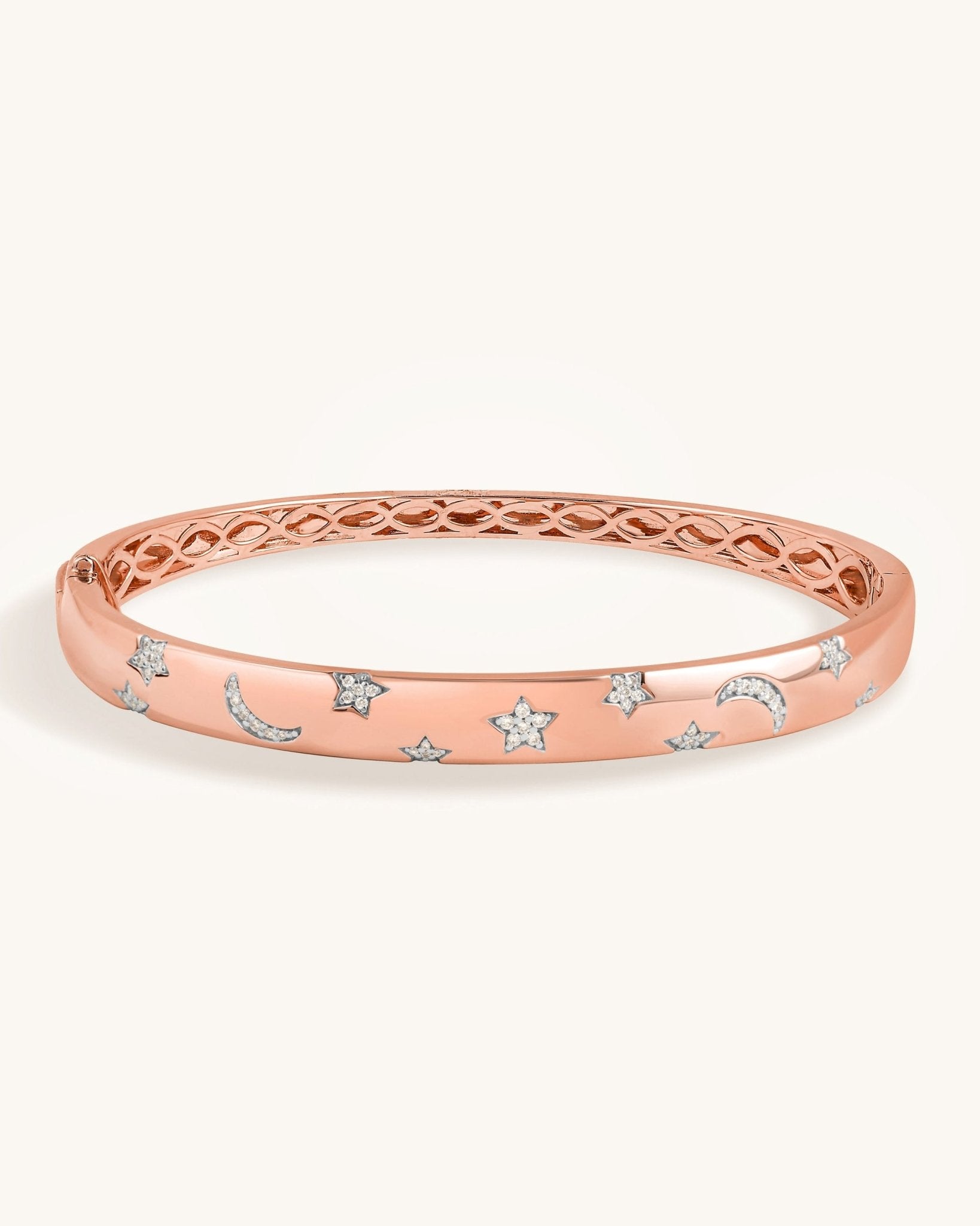 Diamond Star and Moon Gold Bangle - Sparkle Society