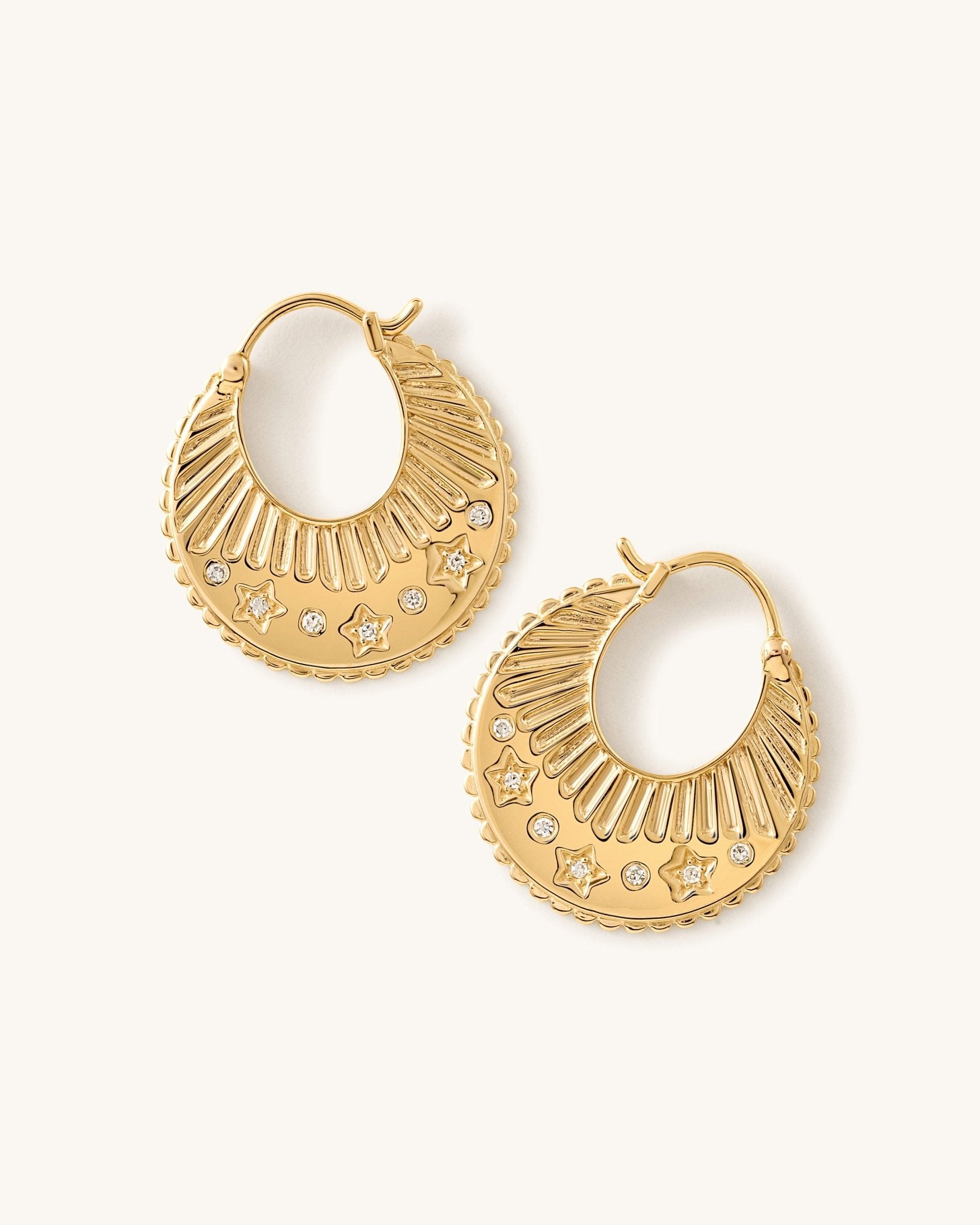 Diamond Stars Radiant Gold Hoops - Sparkle Society