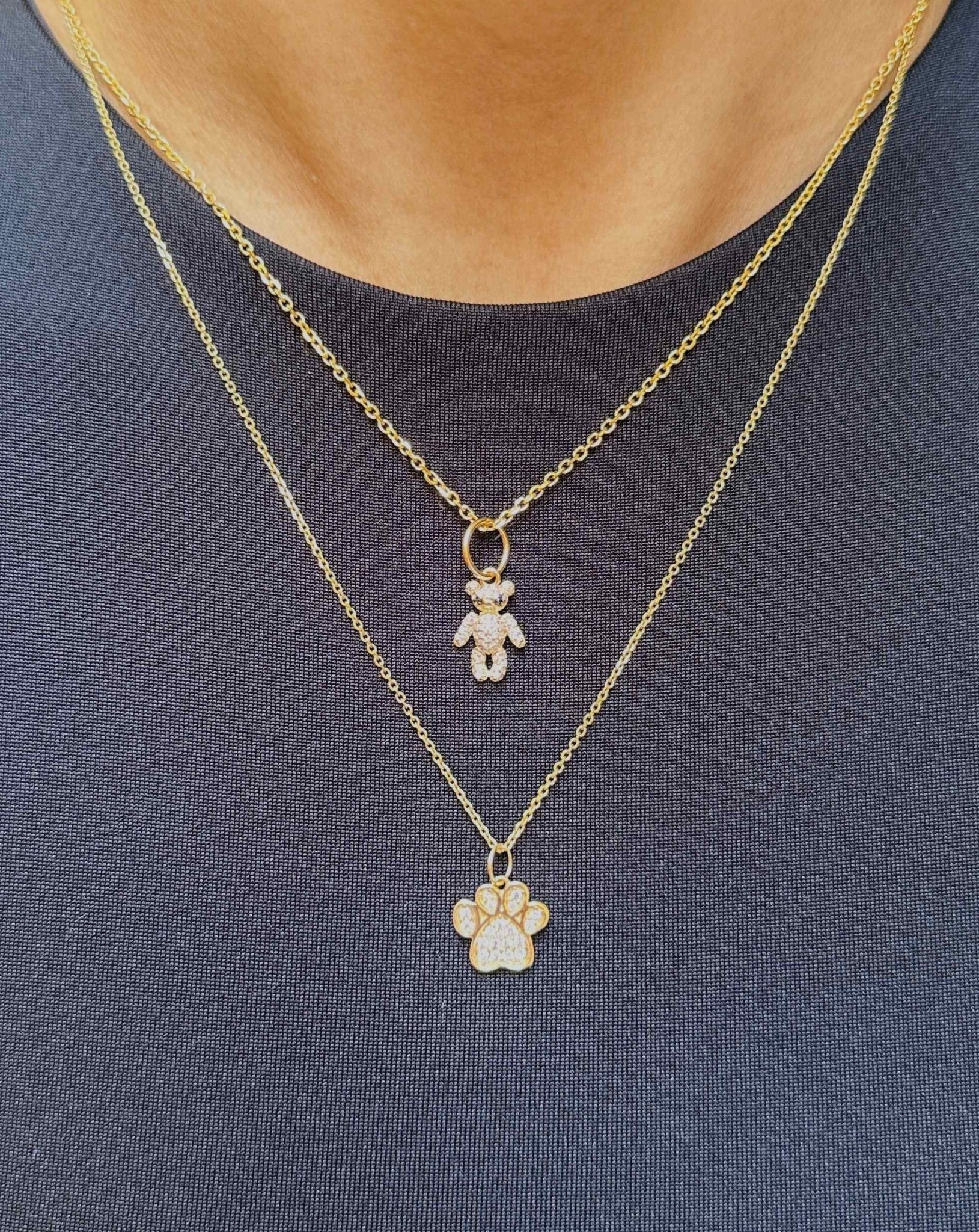 Diamond Teddy Bear Necklace Charm - Sparkle Society