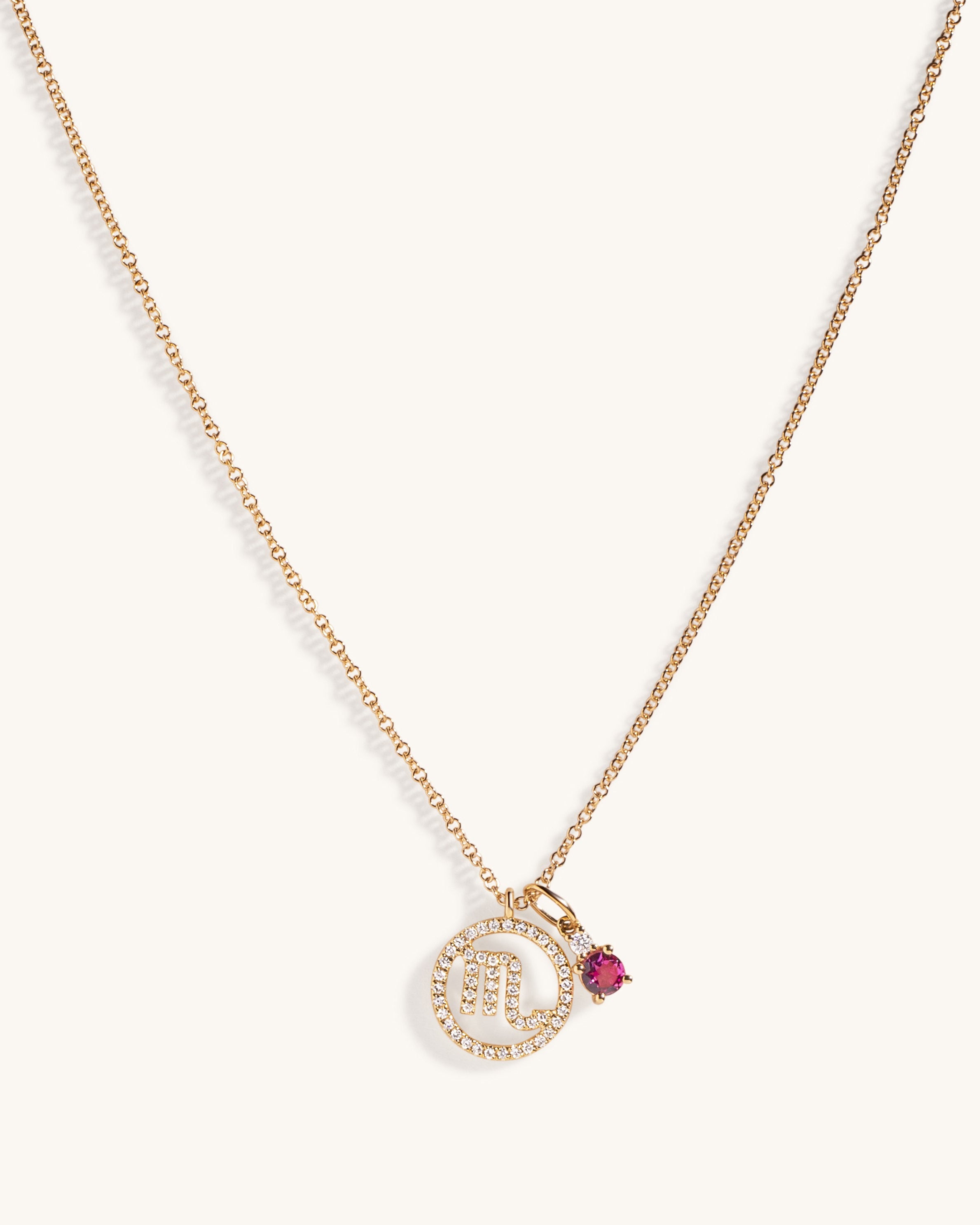 Diamond Zodiac Necklace with Birthstone Charm - Sparkle Society