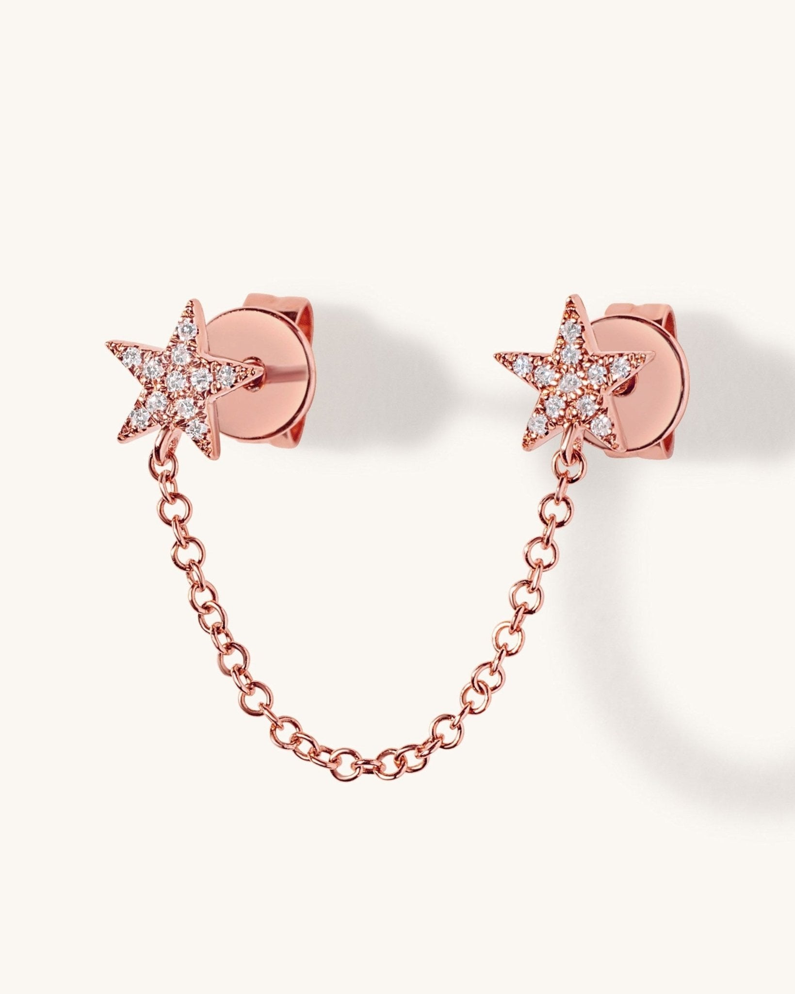 Double Pave Star Chain Drop Earrings - Sparkle Society