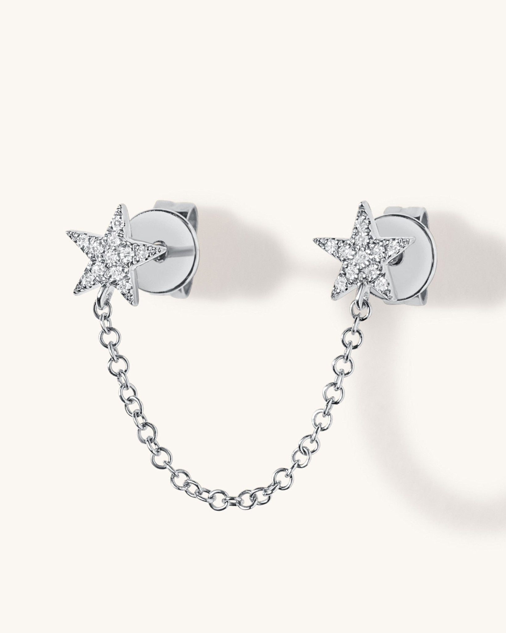 Double Pave Star Chain Drop Earrings - Sparkle Society
