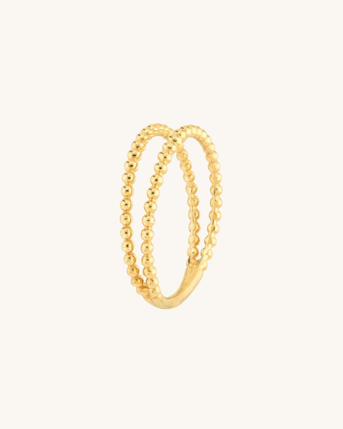 Double Row Solid Gold Beaded Ring - Sparkle Society
