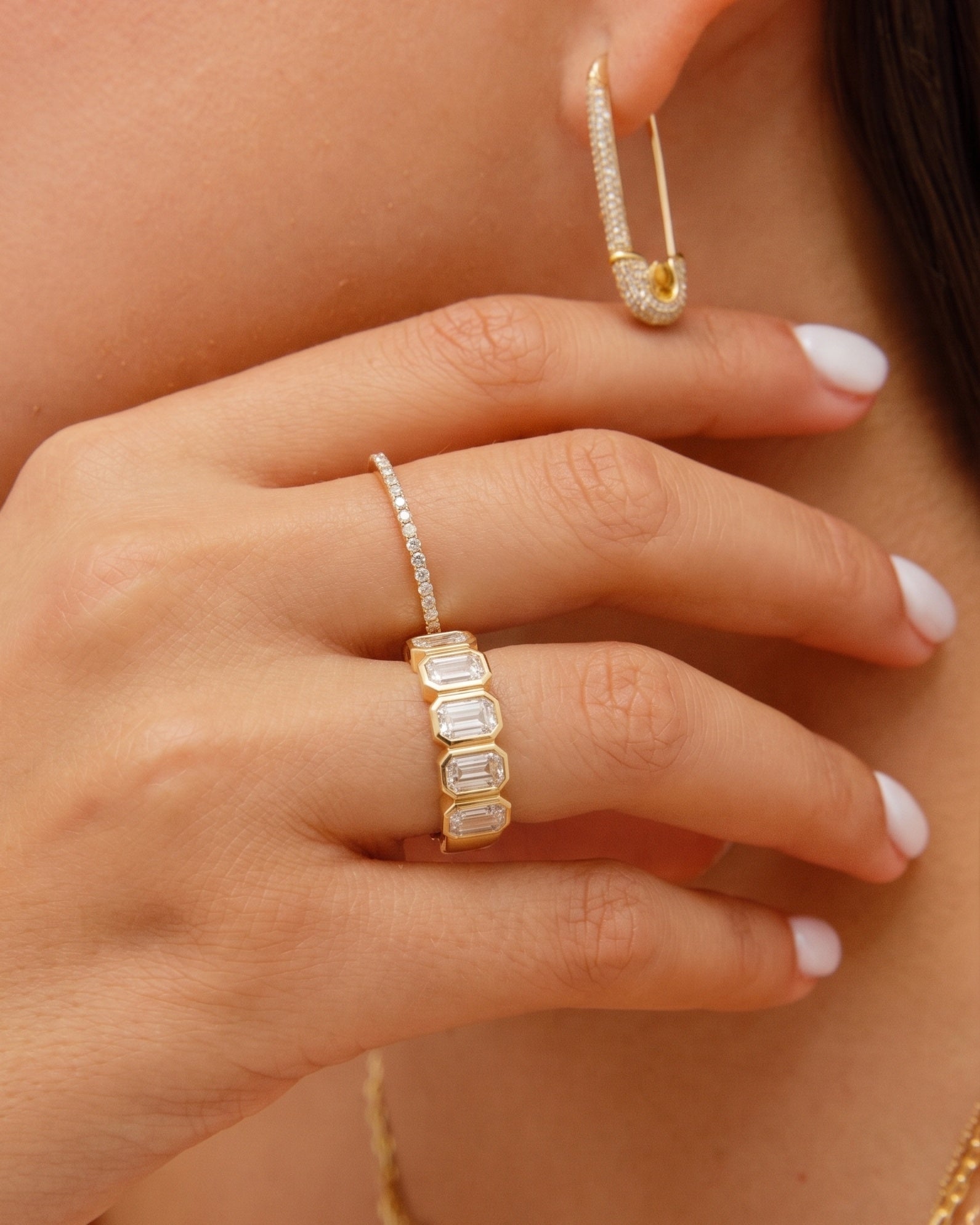 Emerald Diamond Band Ring - Sparkle Society