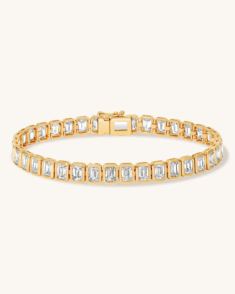 Emerald Diamond Bezel Tennis Bracelet - Sparkle Society