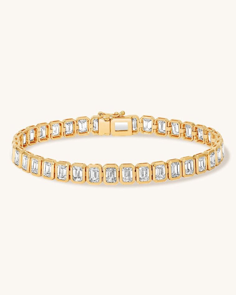Emerald Diamond Bezel Tennis Bracelet - Sparkle Society